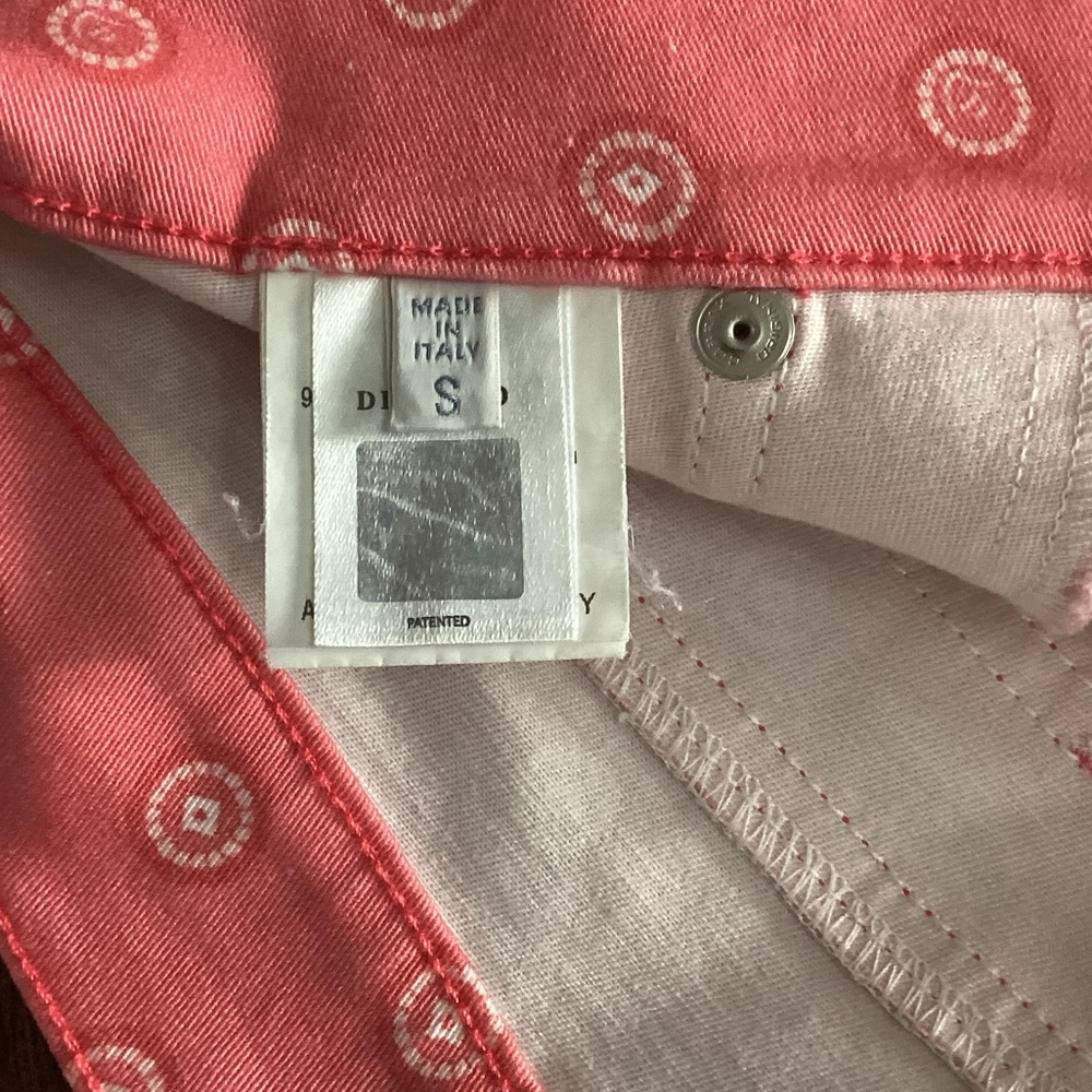Dismero Womens Casual Pants Pink Salmon Circle Print Made in Italy Sz S - Picture 5 of 7